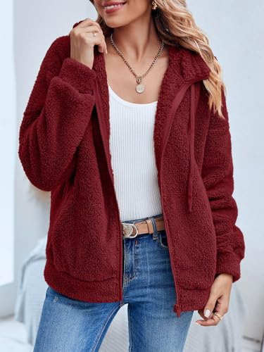 GAMISOTE Womens Fuzzy Sherpa Fleece Jacket Zip Up Oversized Winter Warm Sweatshirt Hoodies 20242