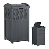 poubelles exterieures pas cher Design peu encombrant : les dimensions compactes de 41 cm de large x 40 cm de profondeur x 80,5 cm de haut offrent une capacité généreuse de 125 litres tout en minimisant l'encombrement, idéal pour les petits espaces extérieurs ou les zones très fréquentées.