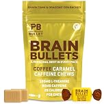 160mg L-Theanine + 80mg Caffeine Chews – Coffee Caramel Flavour, Increases Productivity, Mental Clarity, Alertness | 2 Packs - 8 Servings | Brain Bullet | Energy Gum & Focus Gummy Upgrade