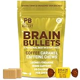160mg L-Theanine + 80mg Caffeine Chews – Coffee Caramel Flavour, Increases Productivity, Mental Clarity, Alertness | 1 Bag - 40 Servings | Brain Bullet | Energy Gum & Focus Gummy Upgrade