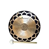 Arborea 14' Lotus Wind Gong with Gong Mallet and Hanging String Hand Chinese Gong Beautiful Wash Calming Sound Gong Percussion Instruments