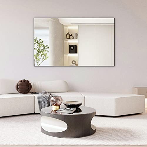 BEAUTME Bathroom Mirror, 60''X36'' Wall Mirror for Vanity,Black Aluminum Frame Mirror,Wall-Mounted Rectangle Mirror for Wall,Horizontal or Vertical(Black)