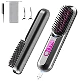 Cordless Hair Straightener Brush for Women, Portable Mini Hot Comb Negative Ion, 5000mAh USB Type‑C Rechargeable Fast Heating Hair Straighteners, Travel Friendly Hair Styling Tool, Black