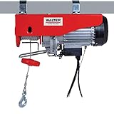 Befestigung mit 2 Haltebügel WALTER Seilhebezug 1200W, 12m, 600kg mit Flaschenzug, Überlastungsschutz, Steuerungseinheit