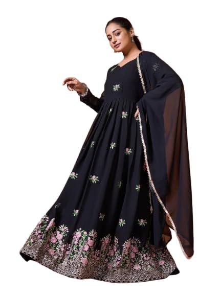 Harivar Embroidered Georgette Stitched Anarkali Gown with Dupatta-image-16