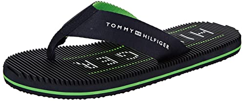 Image of Tommy Hilfiger Men Massage Footbed Beach Sandal Flip-Flops Pool Slides, Blue (Desert Sky), 40 EU