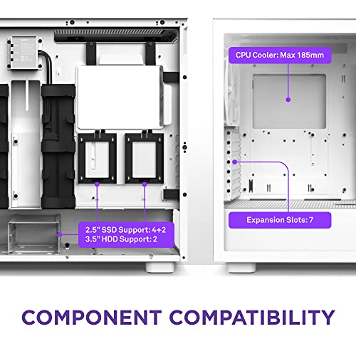 Image of NZXT H7 Elite Mid-Tower Computer Case /Gaming Cabinet - White | Support Mini-ITX, Micro-ATX, ATX | Pre-Installed 4 X 140mm Fans - CM-H71EW-02