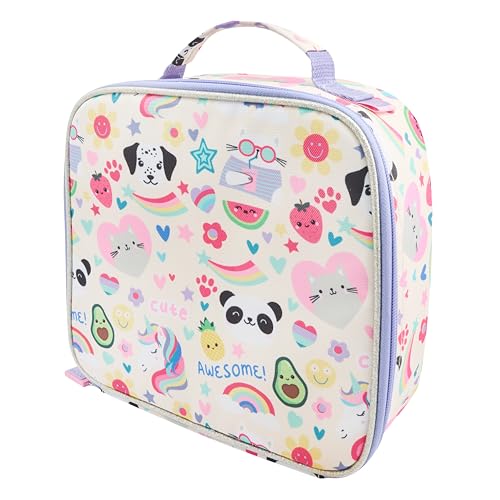 Image of Polar Gear Cute Icons Lunch Bag, Durable Polyester, Pastel Pink, 23cm x 23cm x 22cm