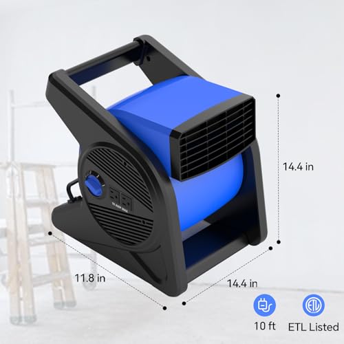 shinic 15\" Pivoting Blower Fan, Portable Pivoting Blower Fan with Reset Button for Floor & Carpet Drying, 375 CFM, 3 Speeds Ideal for Office Garage Gym Home Use - Thumbnail 6