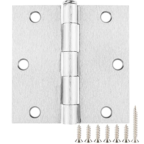 Jiw JIW-02-RH35-SQ-SN30 30 Pack Door Hinges Brushed Nickel Hinges For Doors Interior 3 1/2 Door Hinge 3.5 Inch Square Door Hinges Residential Standard House Home Bedroom Door Accessories Laundry Outdoor Farmhouse Farm Hinges cover