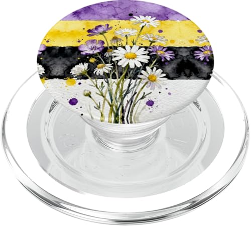 Nonbinary Flowers Enby Pride Flag Colors Floral Watercolor PopSockets PopGrip per MagSafe