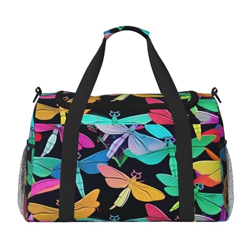 Cute Dragonflies Print Travel Duffle Bag For Men Women Sport Gym Handbag With Shoulder Strap For Travel