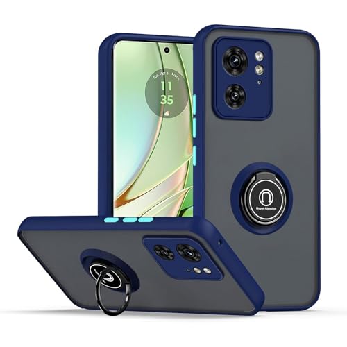 Cover per Motorola Edge 40 Reale con anello Stand Case PC+TPU antiurto antigraffio telefono Custodia blu