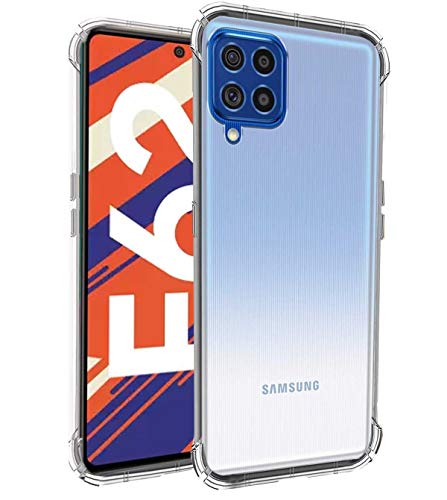 Image of Soft Flexible Silicone Back Cover Compatible with Samsung Galaxy M62, Transparent Case + Screen Guard
