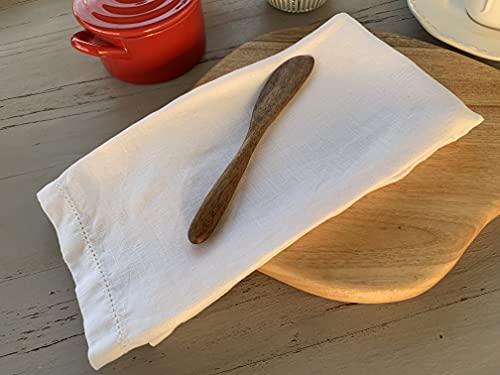 Hemstitched Linen Napkins – 20 Inch X 20 Inch – Stonewashed Pure Linen Cloth Dinner Napkins With Mitered Corners - 100% French Flax – Machine Washable - Set Of 4 (Pure White) #TOP5