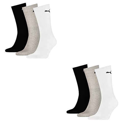PUMA 6 pair Sport Socks Tennis Socks Gr. 35-49 Unisex, Farben:325 - white/grey/black, Socken & Strümpfe:47-49