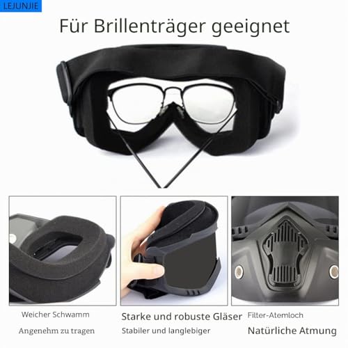 Mich Tactical Helm mit Abnehmbarer Gesichtsmaske Goggles für Airsoft, Paintball und Jagd - perfekt für Outdoor-Aktivitäten