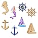Wood Cutouts - 24-Pack Unfinished Wooden Cutouts, Ship's Wheel, Yacht, Anchor, Mermaid Shapes for DIY Arts and Crafts Projects, Decorations, Ornaments, 6 of Each
