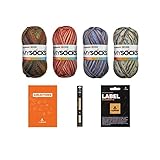 Entdecke das Four Elements Wollpaket. Erhalte 4 Knäuel-Wolle (Nylund, Knudsen, Nielsen, Hanstad), eine Anleitung, ein Nadelspiel und ein Label in Lederoptik.