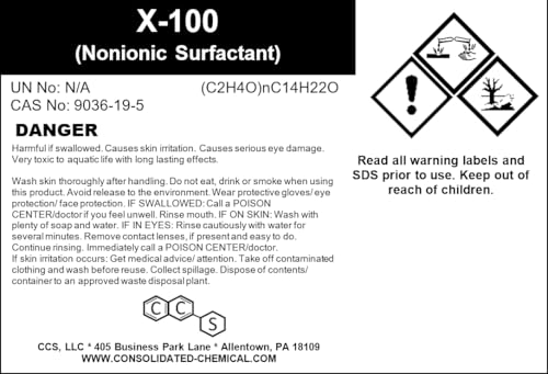 X-100 (Nonionic Surfactant) | Premium-Quality Laboratory and Industrial Grade Cleaning Surfactant - 1000mL (32 Fl Oz)