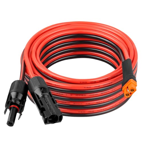 10AWG 20FT Solar to XT60i Extension Cable 3 6 10 35 50 75 100FT Heavy Duty Adapter Cable Connector XT60i Wire for Portable Power Station Solar Panel RV Battery Renewable Energy Applications