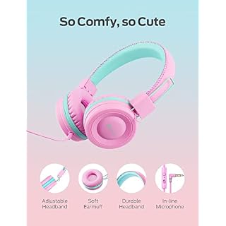 iClever Casque Audio Enfant, Casque Filaire pour Enfants, Serre-tête Ajustable, Son stéréo, Fils Pliables, Fils démêlés… – Image 4