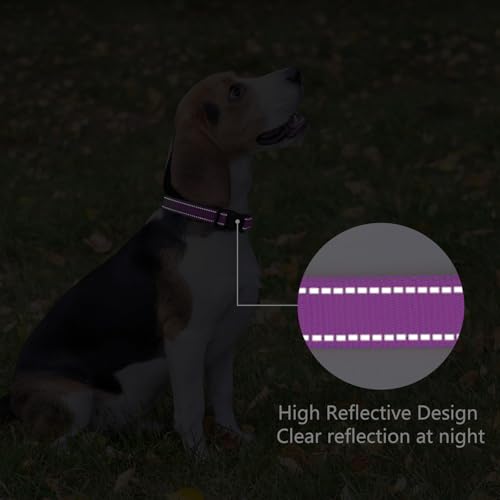 Image of Reflective Dog Collar, Adjustable Nylon for Large Dogs,Magenta