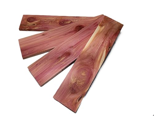 Aromatic Red Cedar Wood Boards, 24 Long x 5.5 Wide x .75 Inches Thick, Natural Woodworking Lumber Planks Finish PLANED Smooth, Pack of 4