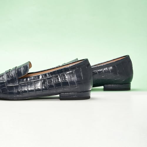 Image of C.Paravano Loafer Women Penny Loafers Flat Shoes for Women Slip On Shoes Crocodile-Embossed