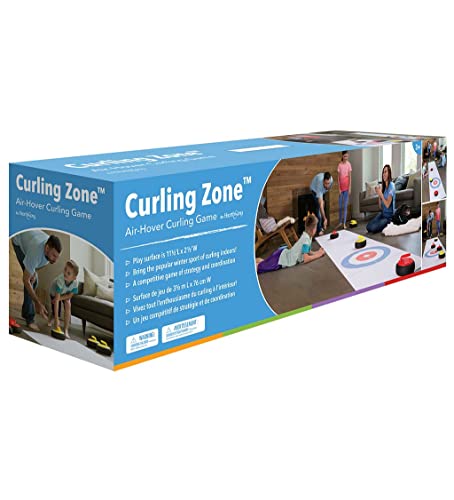 Hearthsong Curling Zone – Indoor Battery Operated Hovering Curling Set – Fun Family Game For Kids And Adults – 6 Curling Stones And Floor Mat – Olympic Sport Party Game Equipment – Age 3+ #TOP7