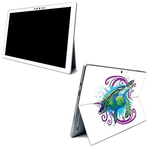 Image of MightySkins Carbon Fiber Skin for Microsoft Surface Pro 7 - Sea Turtle Splash | Textured Carbon Fiber Finish | Easy to Apply, Remove, and Change Styles | Made in The USA