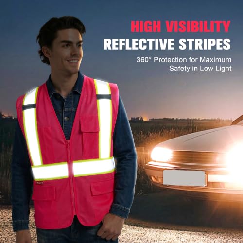 Image of ProtectX High Visibility ANSI Class 2 Safety Vest with 4 Pockets