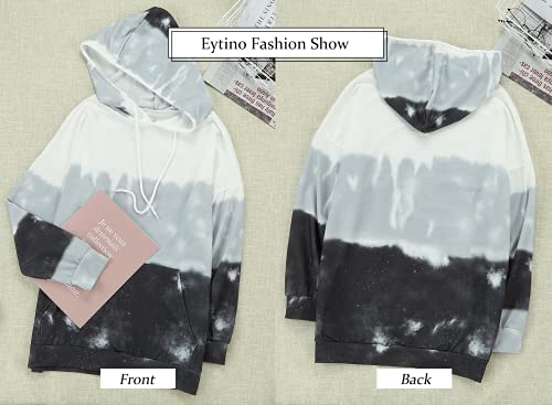 image for Eytino Women Hoodies Tops Tie Dye Printed Long Sleeve Drawstring Pullo