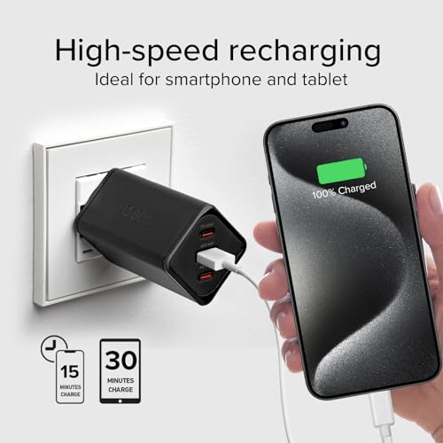 SBS Zasilacz Slim USB-C 65 W, Technologia GaN, Dostarczanie Energii PD, Adaptacyjne Szybkie Ładowanie AFC, do iPhone'a, iPada, MacBooka Air, Tabletu, Smartfona, notebooka, Czarny