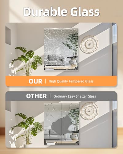 potijo Wall Mirror Tiles 12"x12"x12PCS Full Length Home Gym Mirror for Garage, Bedroom, Living Room, Over The Door — view 5