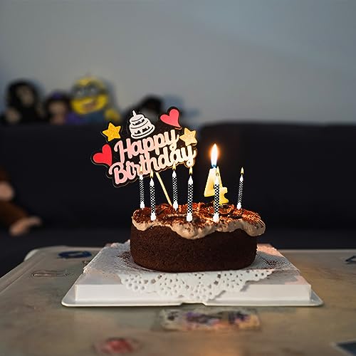 Racing Cars Themed Sparkler Candles, Black and White Checkered Flag Candle Toppers & Decorations for Car Party Favors