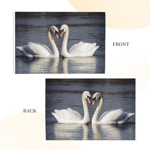 Drapeau cygne blanc 1,2x1,8 m double face robuste pour jardin extérieur - 3