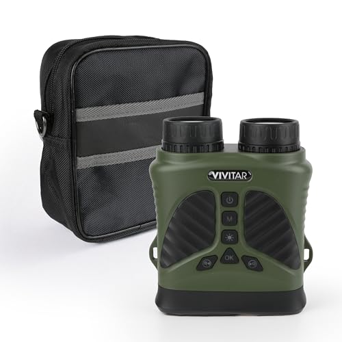 Vivitar - Digital Camera Binocular, 16MP High-Resolution Photos, Full QHD 2.7K Video, Day & Night Use, Compact Design, Soft Rubber Drop-Resistant Red Body, for Sports, Travel & Outdoors (Green) by Vivitar - Used condition - US$70.79