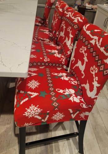 Image of SearchI Christmas Bar Stool Covers Set of 2, Stretch Washable Barstool Seat Covers, Counter Height Chair Covers for Kitchen Dining Room Cafe (Christmas Tree)