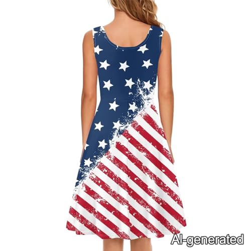 Image of Renewold Women's Sleeveless Tank Dress with Pockets, Casual Scoop Neck A-Line Sundress for Summer, Travel and Vacation