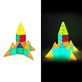 PicassoTiles Kids Toy Building Block Set Glow in The Dark Children Construction Kit Magnet Tiles Magnetic STEM Interlocking Playboard Educational Learning Stacking Blocks Child Brain Development PT60