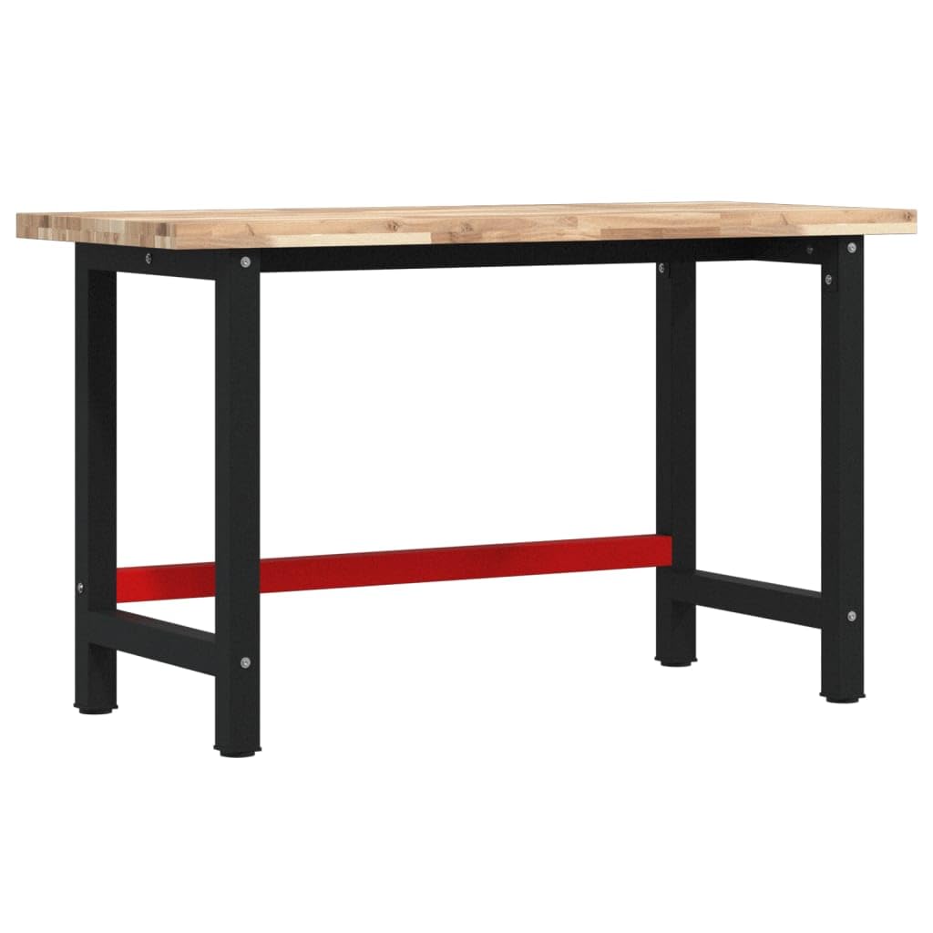 vidaXL Banco da Lavoro 140x60x83 cm Legno Massello Acacia Rettangolare, tavolo da lavoro, postazione da lavoro, banco da lavoro in metallo