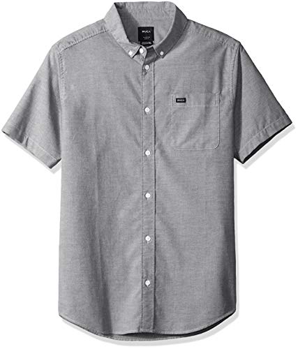 RVCA Men That'll Do Stretch Short Sleeve Shirt Blue Medium