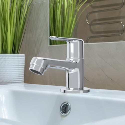 Image of Johnson Sega Brass Pillar Cock for Bathroom Wash Basin | Heavy Duty Brass Basin Tap with Chrome Finish | Leak-Proof Bathroom Faucet | Premium Pillar Tap for Wash Basin & Hand Wash Area | 10 Years Warranty