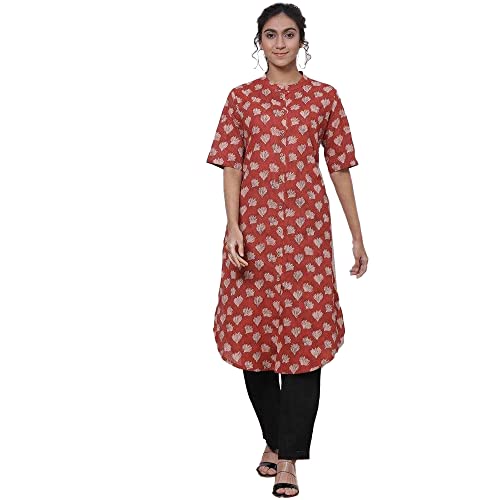 Image of BIBA Women's Cotton Straight Fit Straight Kurta
