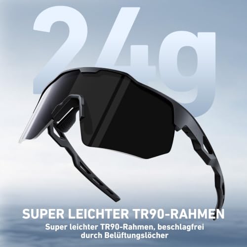 HAAYOT Schnelle Brille, Sportbrille, Fahrradbrille für Herren und Damen – 24g leichter TR-90-Rahmen, polarisiert und UV400… – Ansicht 6