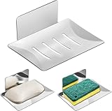 Seifenhalter Ohne Bohren Edelstahl, Selbstklebend Seifenschale Wandmontage,Klebepad für Badezimmer...