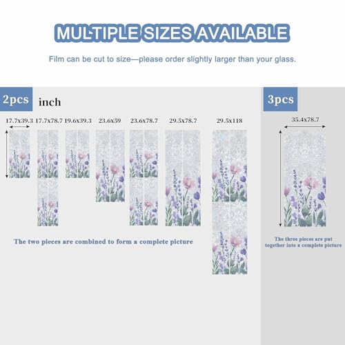 Película para ventana decorativa con flores acuareladas 23.6 x 59 in miniatura 5