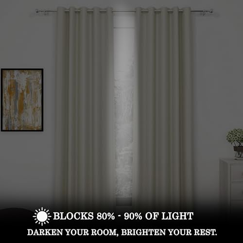 Image of Story@Home 100% True Blackout Long Door Curtain 9 Feet Long Set of 1 | Solid Design |Room Darkening Curtain | Thermal Insulated Curtains for Living Room, Bedroom | 116 X 275 Cm, Pastel Ivory