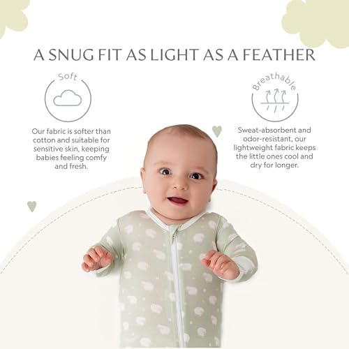 Image of Bamboo Little Soft Baby Footie Pajamas, Baby Clothes, Newborn Sleepers, 95% Viscose and 5% Spandex, 0-24 Months
